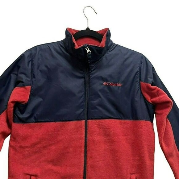 Mens columbia Basin Butte fleece full zip  Red And Navy Blue Cozy New NT Size L - Picture 2 of 12